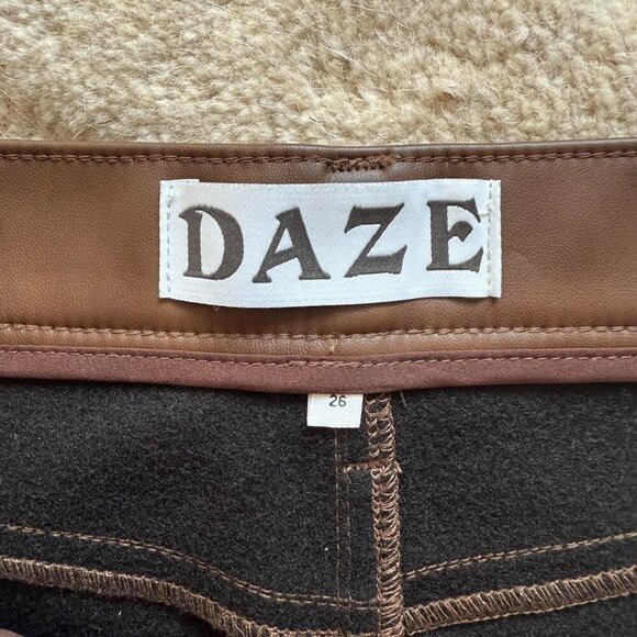 Daze Stash Skirt Faux Leather Mini Skirt | Brown High Waisted| Women’s Size 26 - Picture 6 of 6
